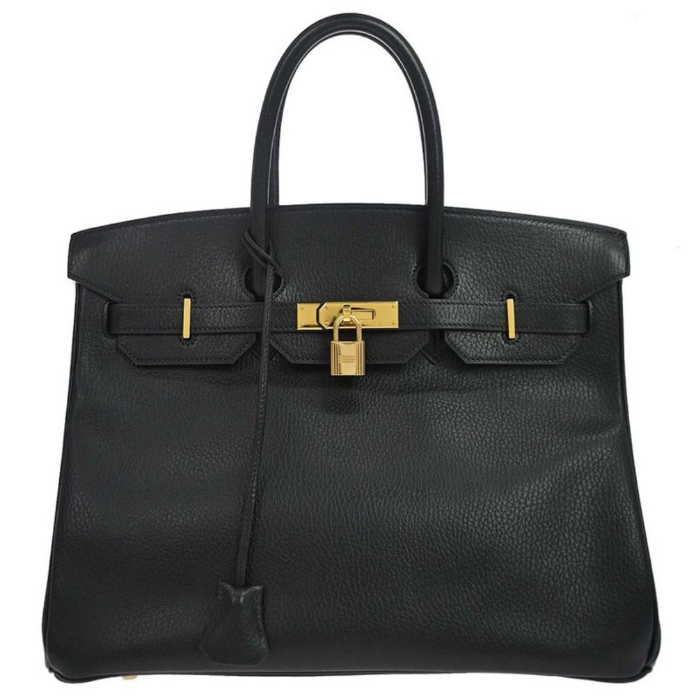 Hermes Birkin Black Ardennes With Gold Hardware Black Leather Handbag